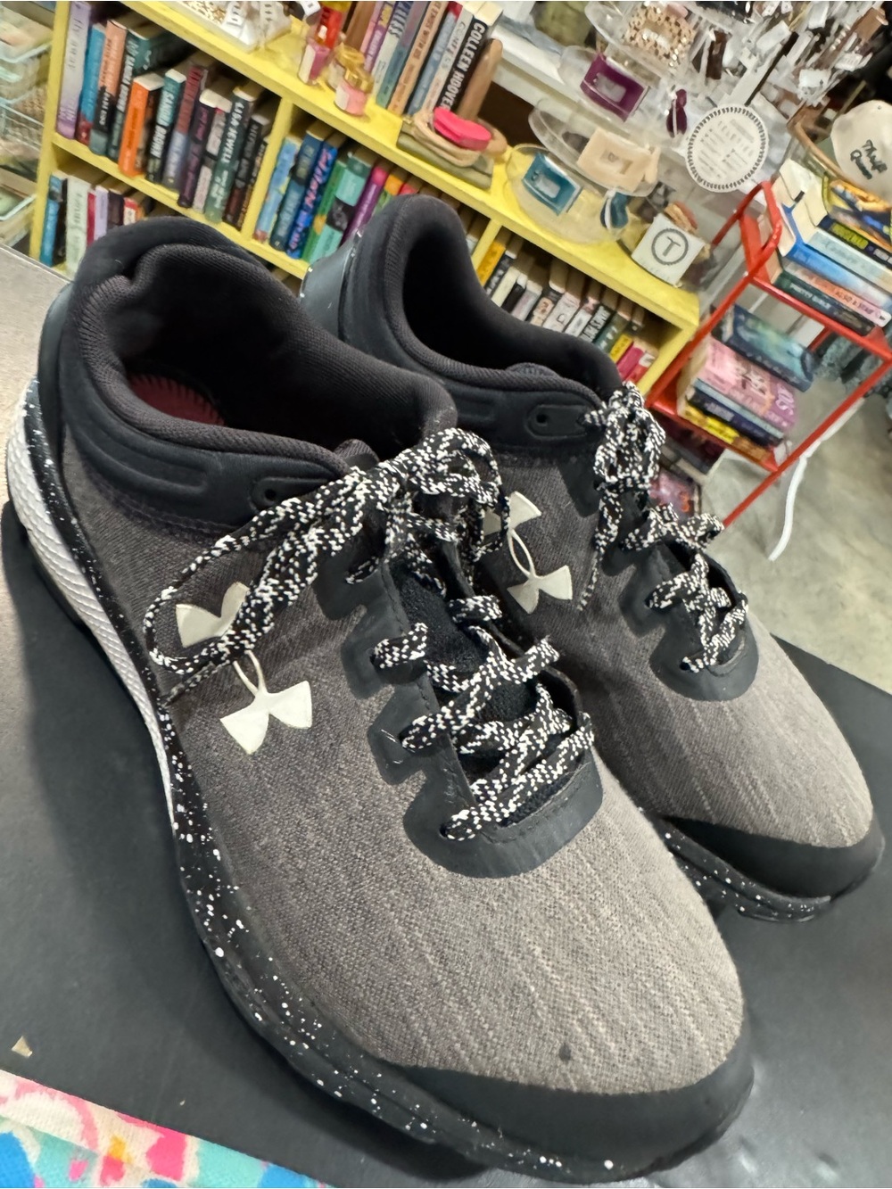 Under Armour Women's Gray and Black Athletic Sneakers with Speckled Midsole